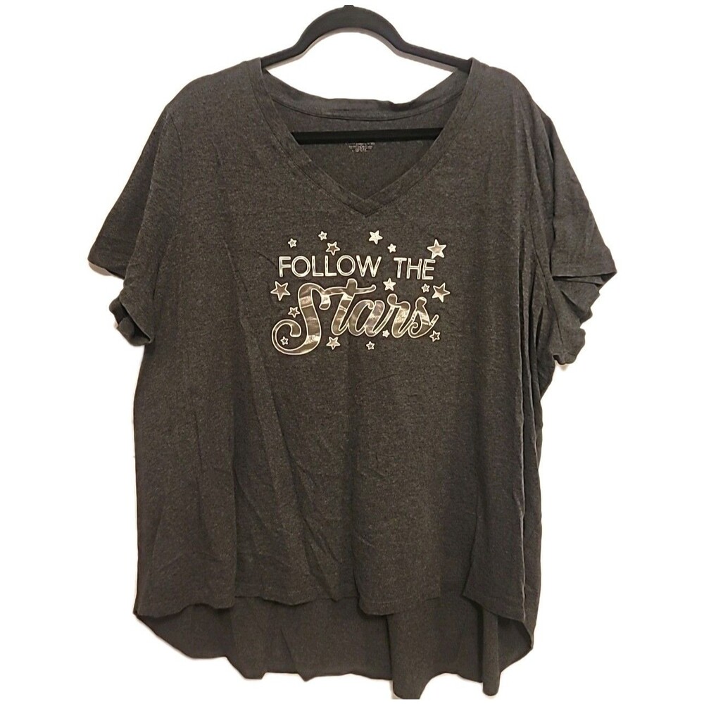 Lane Bryant Plus Size Womens Tshirt 26 28 Gray Follow the Stars Graphic Tee